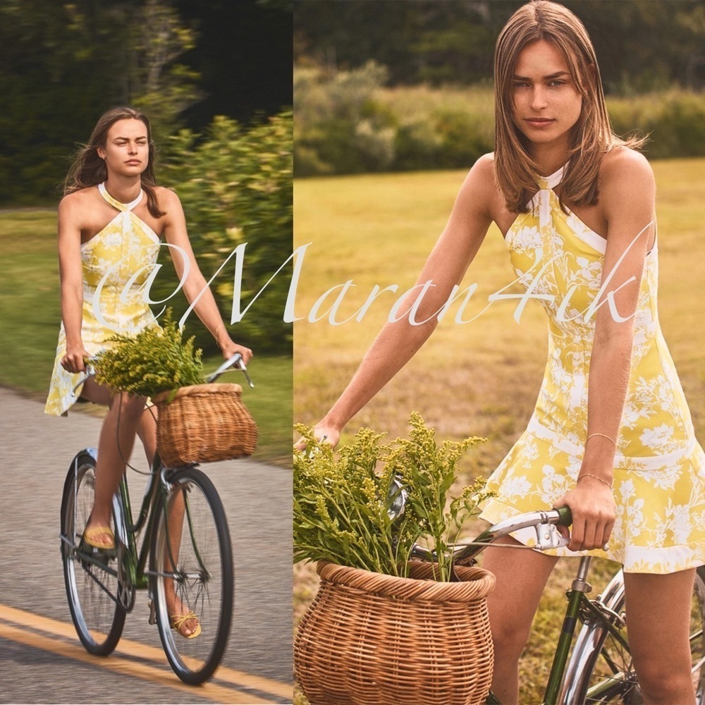 NWT Alexis Solana Floral Mini Jacquard Dress In Yellow , M